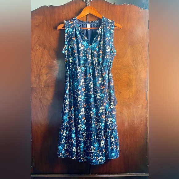 Gap Navy Floral Print Maternity Summer Sleeveless Midi Dress, Small - Picture 7 of 7